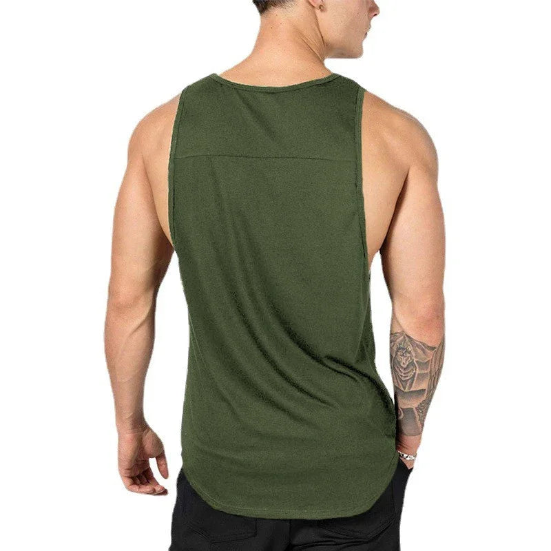 Mens Casual Training Muscle Clothing Gym Bodybuilding Fitness Tank Tops Summer Running Vests Cotton Breathable Sleeveless Shirts