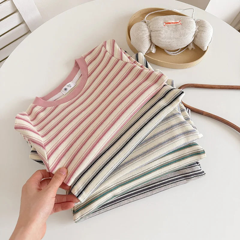 Children's Clothes Girls Tops Boys Clothing For Autumn Spring Striped Long Sleeve T-shirt