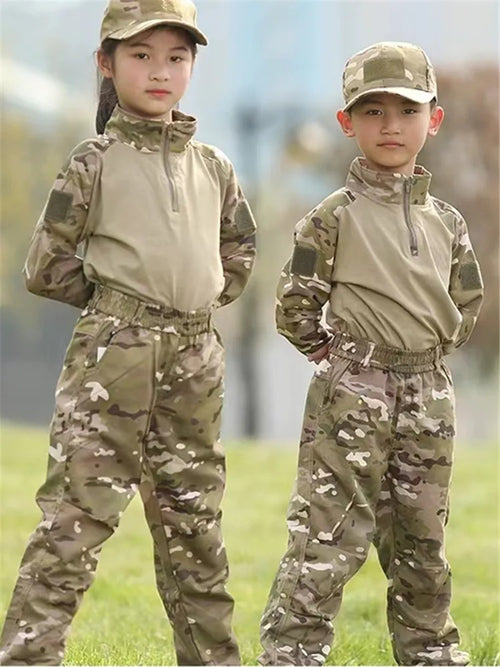 Children Boys  Tactical  Uniform Hunting Clothing Sets Airsoft Camouflage Suits Hiking Training Outdoor Parent-child