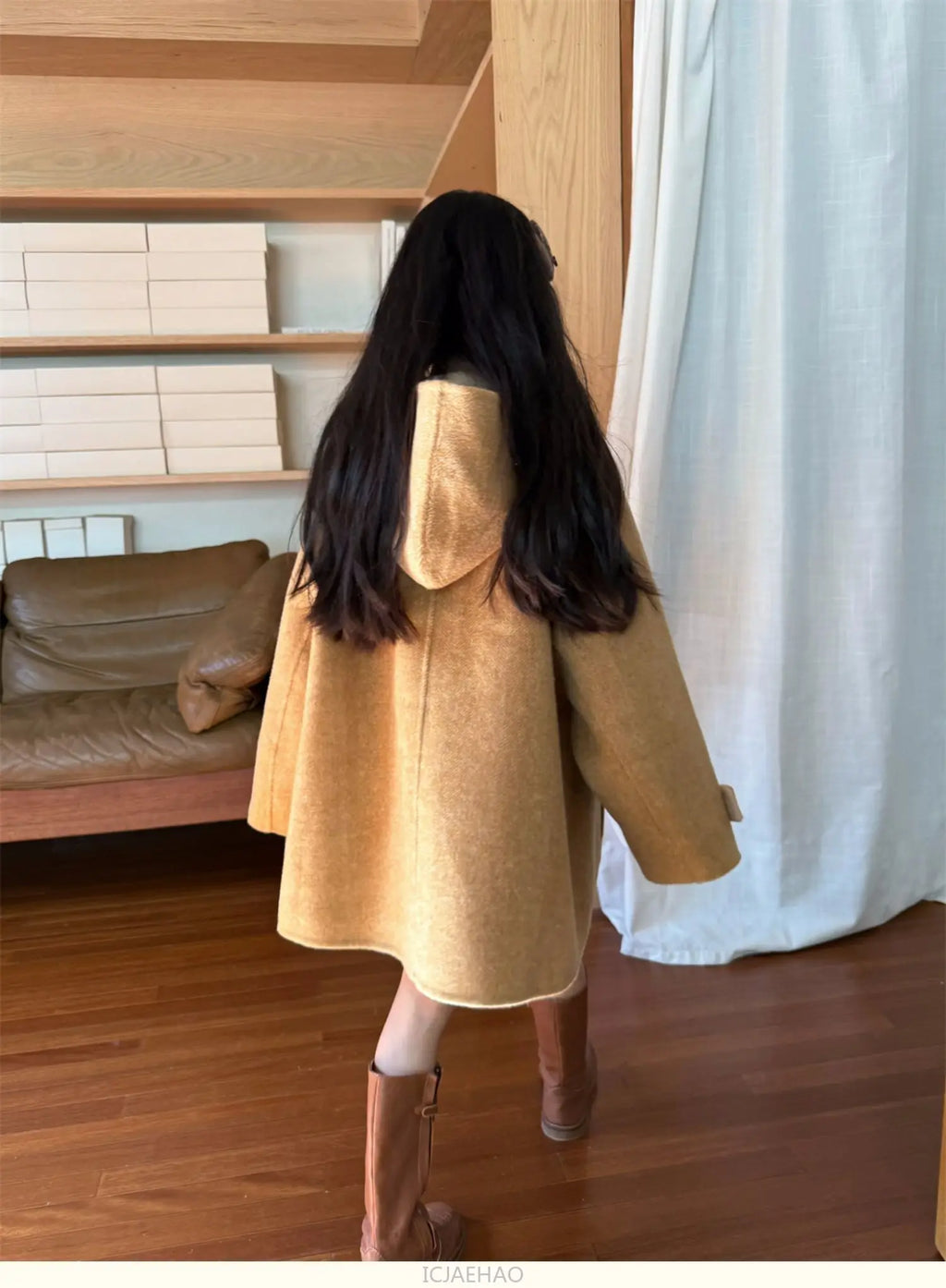 Teen Girl Clothes 2025 Children Wool Double Faced Girls Coat Clothes Kids Herringbone Outerwear Costumes Hooded Cape Handmade