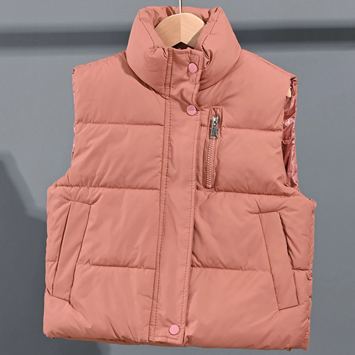 Children's Down Cotton Jacket,Girls Winter Vest,Warm Sleeveless Fleece Boys Waistcoat,Stand Collar Toddlers Quilted Coat