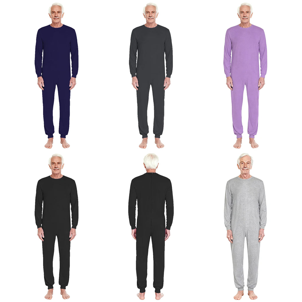 Adult Special Needs Adaptive Clothing Long Short Sleeve Zipper Anti-Strip Jumpsuit Sleepwear for Disabilities Alzheimer Patient