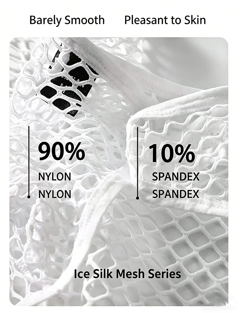 Mens Mesh See Through T Shirt Ice Cool Breathable Fishnet Hollow Out Short Sleeve