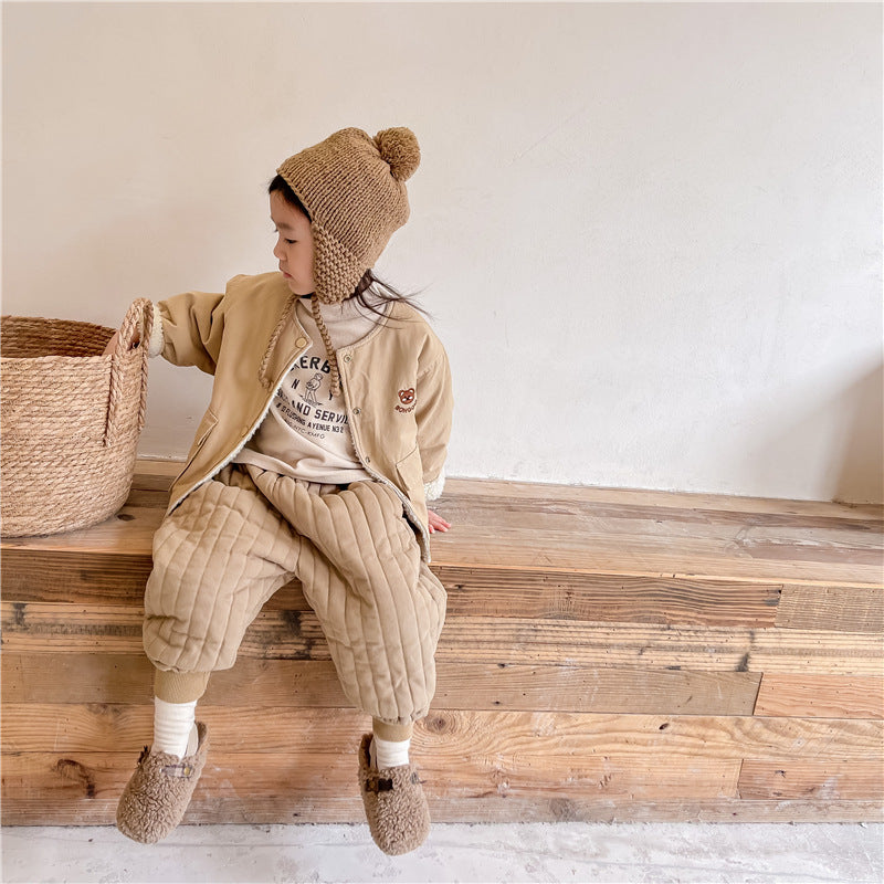Children's Clothing From 2 To 7 Years Winter Kids Warm Cotton-Padded Trousers Baby Girls Thick Pants Toddler Boys Wear Clothes