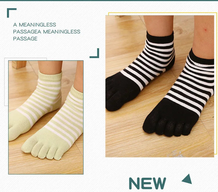 5 Pairs Children Kids Socks Thin Striped Cotton Five Finger for 4-12Y Boys Girls Casual Sports Breathable Five-toe Clothes Stuff