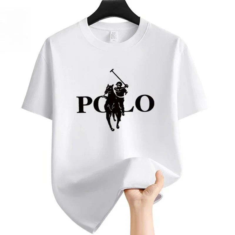 Men's Summer Fashion Brand Clothing  Casual Business Shorts  Loose Sleeve Versatile Round Neck T-Shirt  Breathable T-Shirt