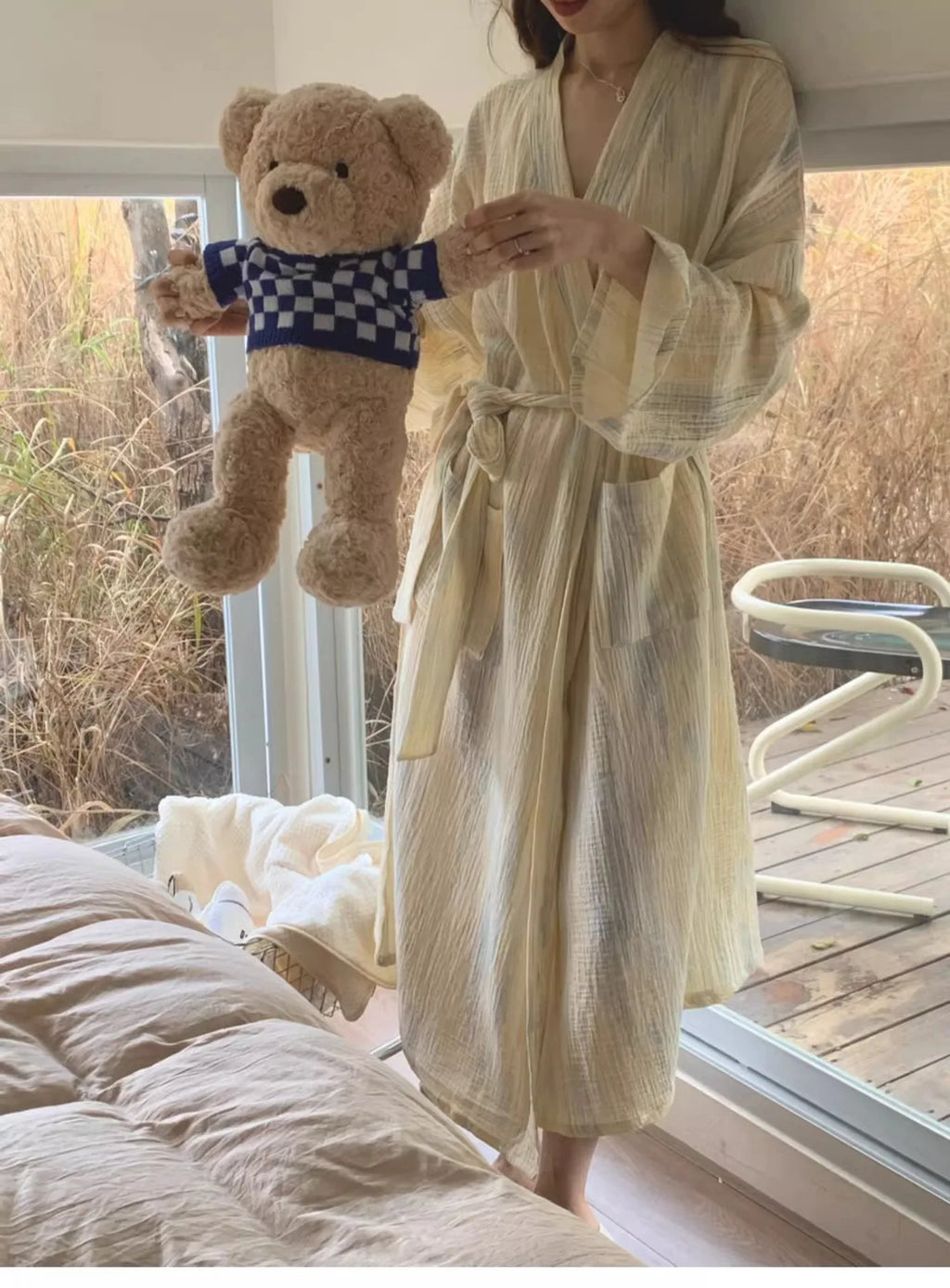 New Women Long Bathrobe Breathable Casual Wear Spring Autumn Loose Pajamas Girls Ladies Teen Casual LoungeWear Woman Nightdress