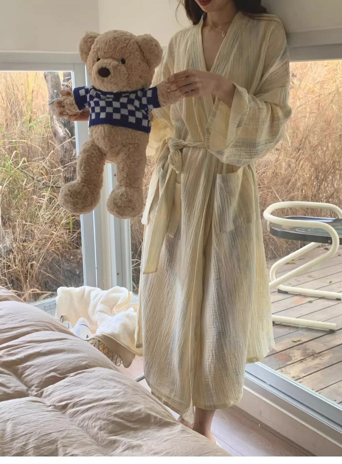 New Women Long Bathrobe Breathable Casual Wear Spring Autumn Loose Pajamas Girls Ladies Teen Casual LoungeWear Woman Nightdress
