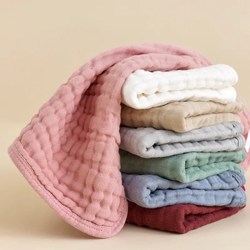 Cotton Baby Burp Cloths 6 Layer Muslin Towel Washcloths Absorbent Soft Gauze Facecloth Saliva Towel Feeding Baby Stuff