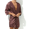 Men Bathrobes Summer Short Sleeve Homewear Silk Pajamas Bathrobe Mens Robes Sleepwear