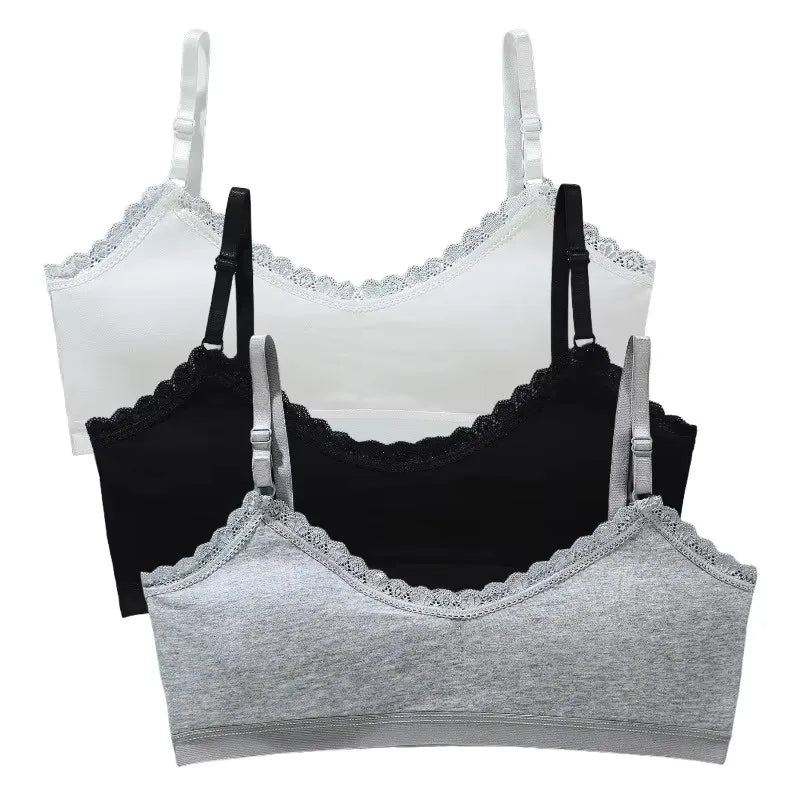 1 PCS Girls Lace Bras Children Breathable Underwear Kids Tube Tops Soft Cotton-padded Teens Youth Girls Washable BRAS Camisoles
