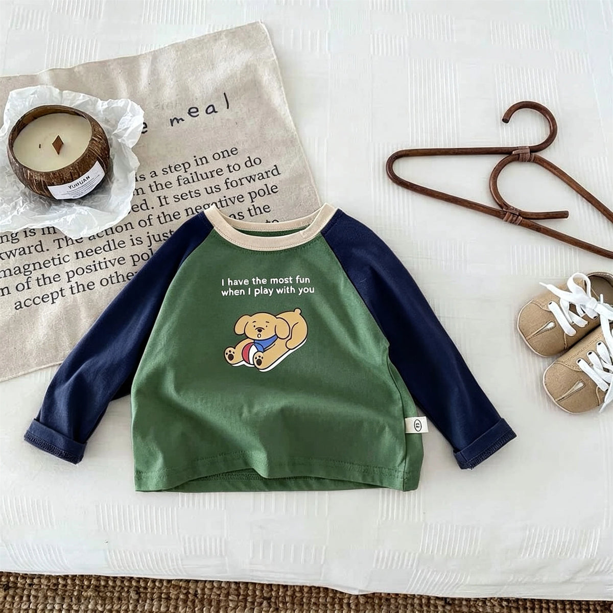 1-7 Age Children' Clothes Fashion New Style Kids Long Sleeve Tees Tops Loose Casual Baby Girl Boy Base Shirt Blouse Round Collar