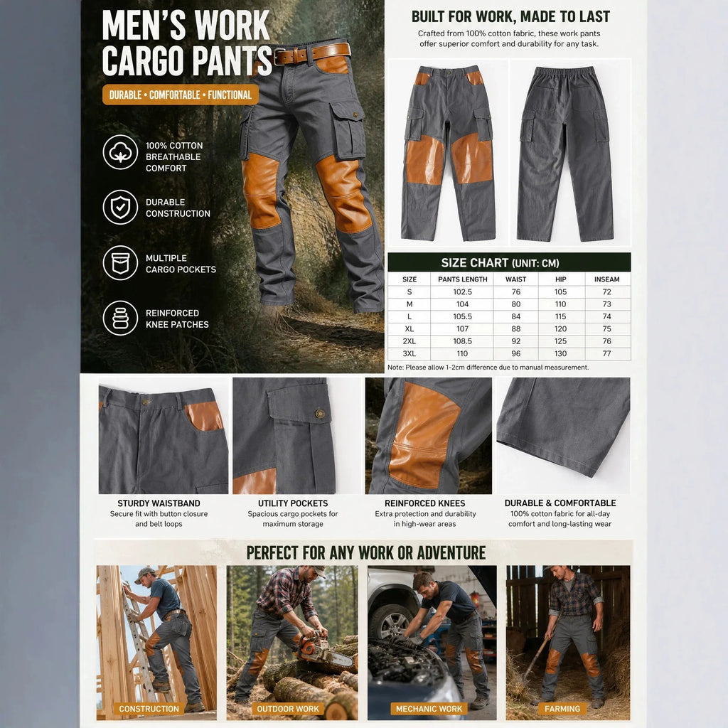 2026 Mens Clothing Spring Autumn Cargo Pants Man Cotton Casual Loose Trouser Belt Mid Waist Joggers Male Straight Baggy Pants
