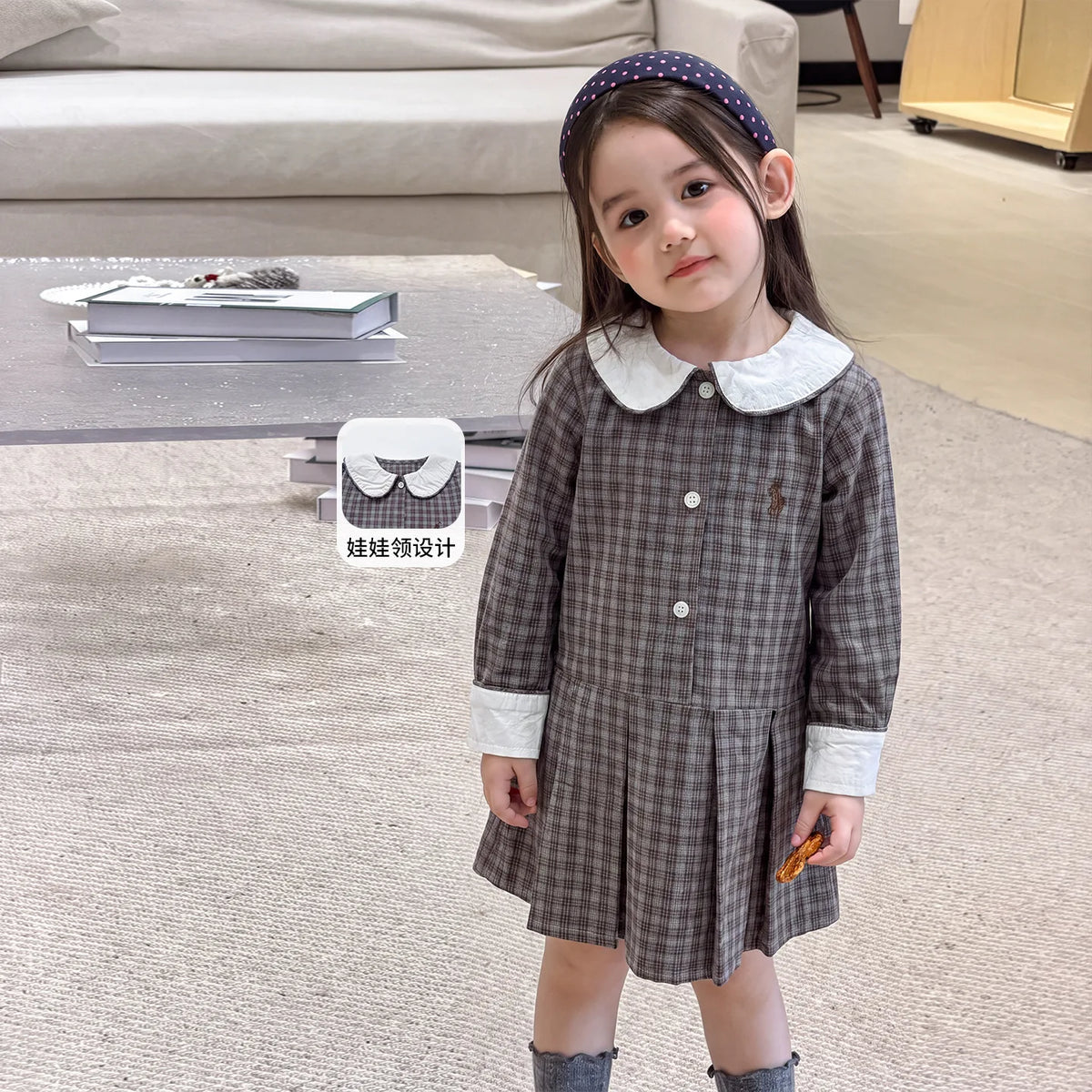New Children Clothing Dress Winter Clothing Children Plaid Long Skirt Comfortable and Casual Pure Cotton A-class Baby Girl Dress
