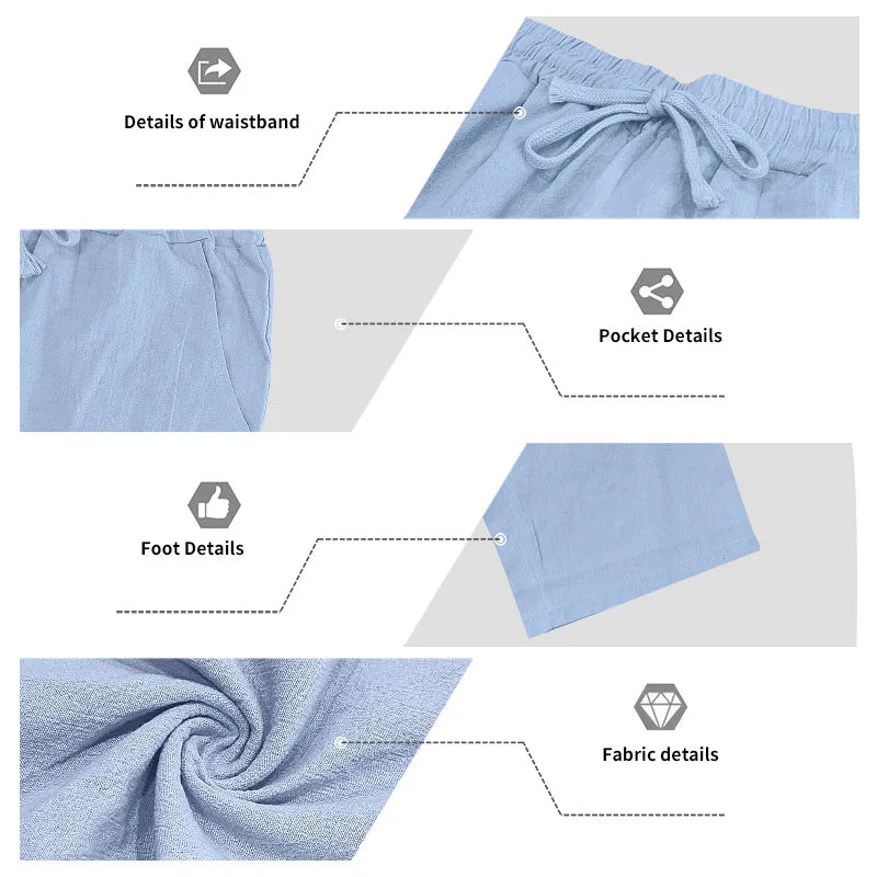 Men's Clothing Set Linen Two-Piece Set: Long-Sleeve Polo Shirt and Straight-Leg Pants Set, Casual Beach Sportswear