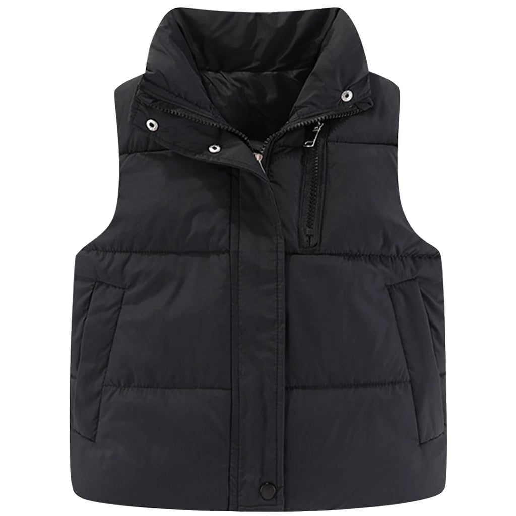 Children's Down Cotton Jacket,Girls Winter Vest,Warm Sleeveless Fleece Boys Waistcoat,Stand Collar Toddlers Quilted Coat