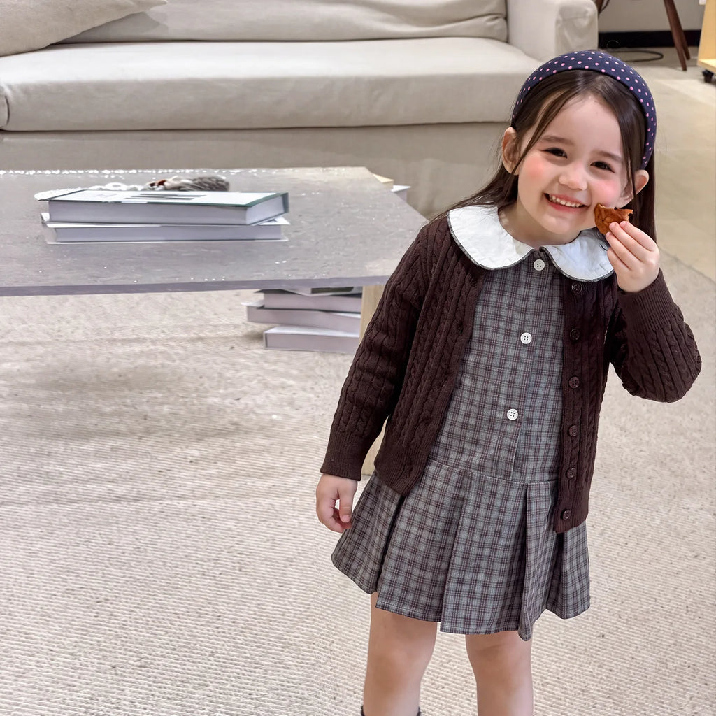 New Children Clothing Dress Winter Clothing Children Plaid Long Skirt Comfortable and Casual Pure Cotton A-class Baby Girl Dress