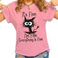 Women Clothes Cat It's Fine I'm Fine Everything Is Fine Print T-shirts Summer Casual  Fashion Personalized Woman Clothing
