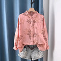 Middle Aged Women Clothing 100% Cotton Yarn Printed Shirts Long Sleeve Blouses for Women Spring Vintage Clothing