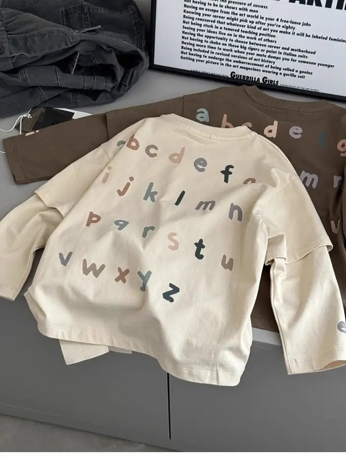 Children's Clothing Boys' Long Sleeved T-Shirt Spring and Autumn Children's Cotton Casual Base Top