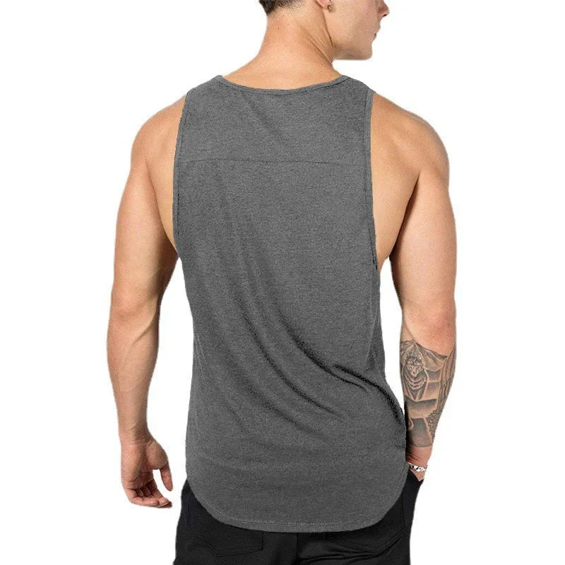 Mens Casual Training Muscle Clothing Gym Bodybuilding Fitness Tank Tops Summer Running Vests Cotton Breathable Sleeveless Shirts