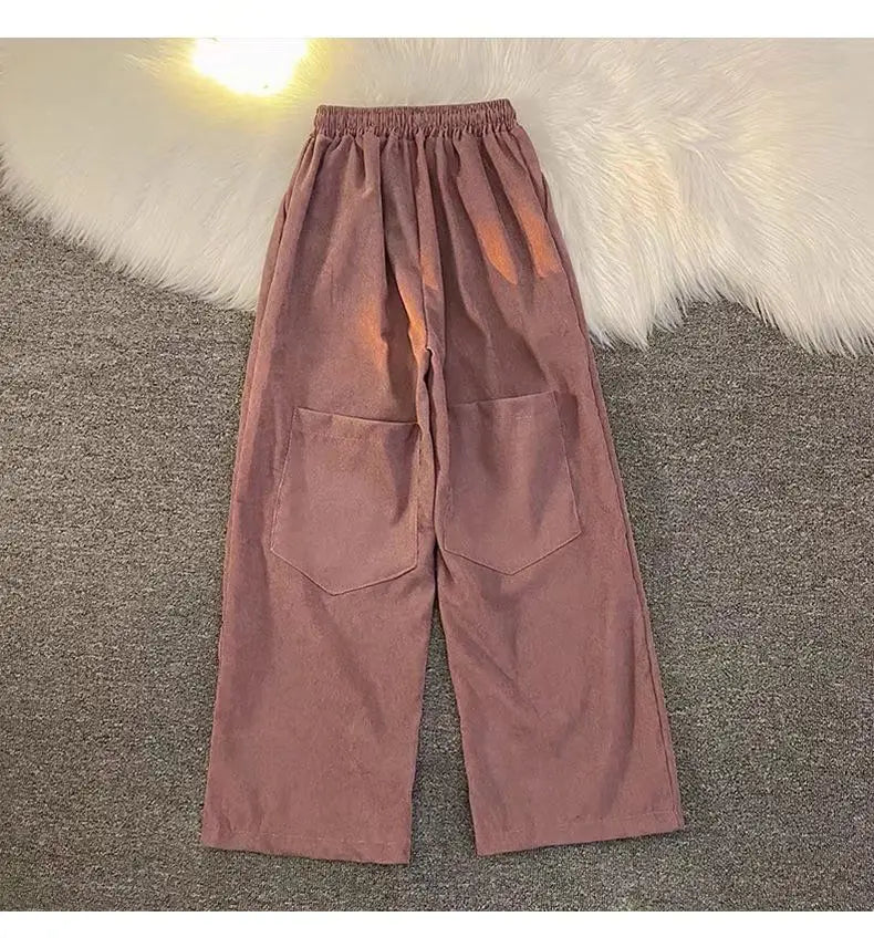 Men's Clothing Japanese Retro Overalls for Men Straight-leg Casual Trousers Loose Corduroy Wide-leg Pants Versatile