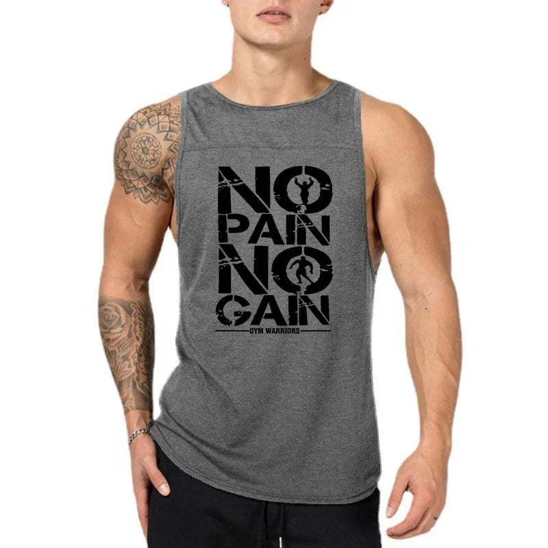 Mens Casual Training Muscle Clothing Gym Bodybuilding Fitness Tank Tops Summer Running Vests Cotton Breathable Sleeveless Shirts