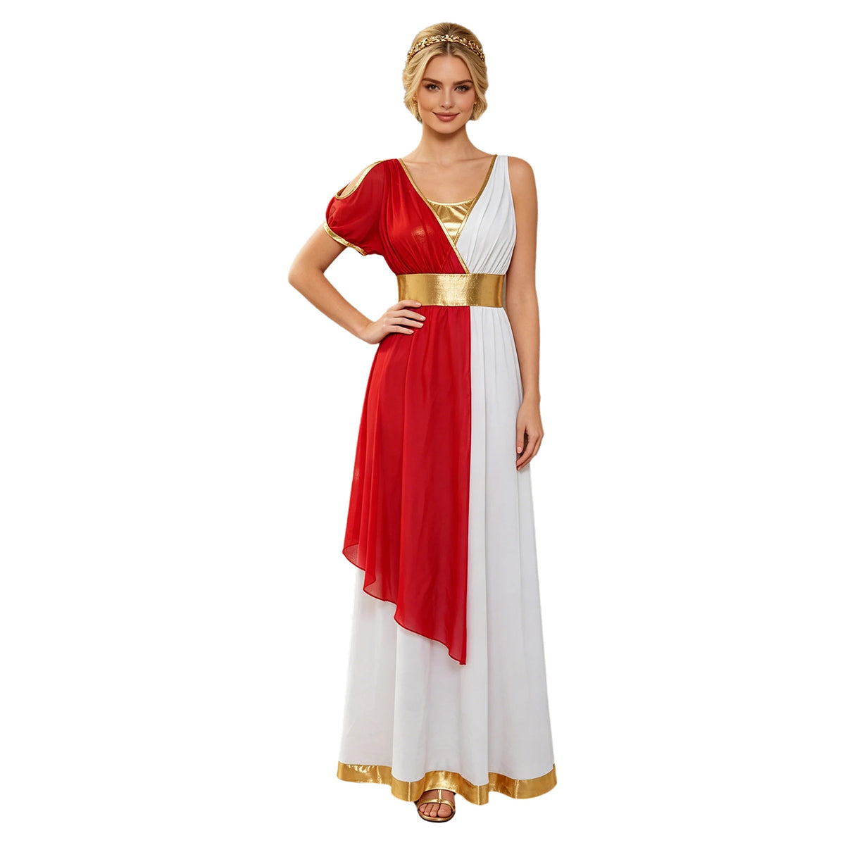 Women Ancient Greek Worship Prayer Tunic Dress Mythology Cosplay Outfit Cold Shoulder Short Sleeve Toga Dress Myths Clothes