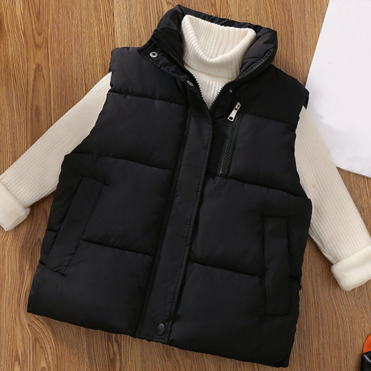 Children's Down Cotton Jacket,Girls Winter Vest,Warm Sleeveless Fleece Boys Waistcoat,Stand Collar Toddlers Quilted Coat