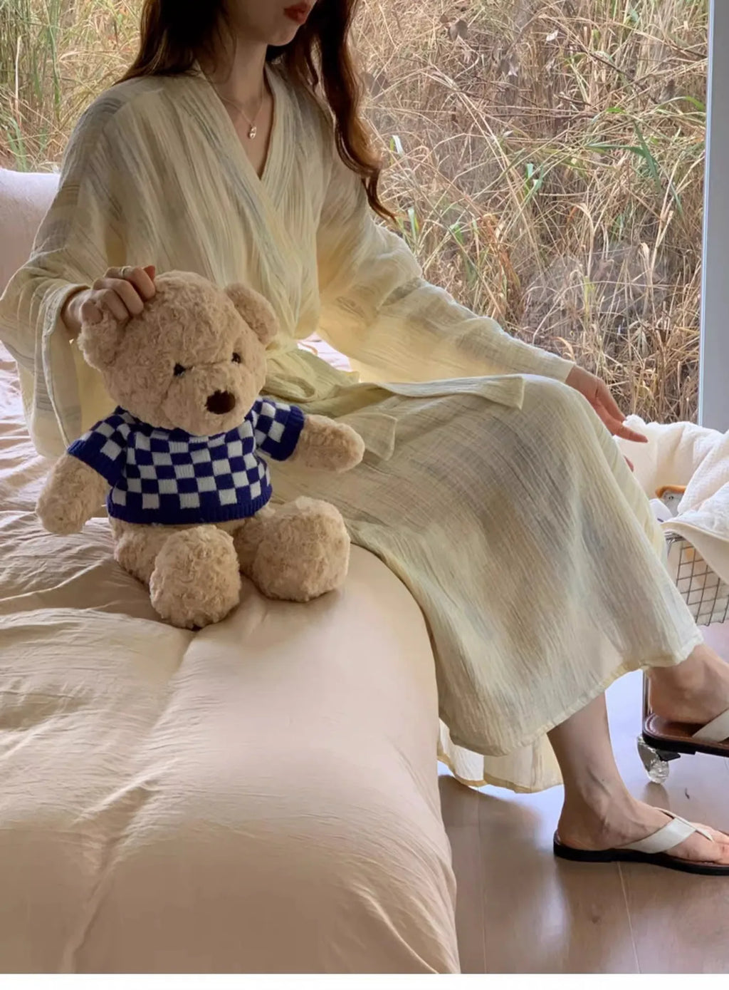 New Women Long Bathrobe Breathable Casual Wear Spring Autumn Loose Pajamas Girls Ladies Teen Casual LoungeWear Woman Nightdress