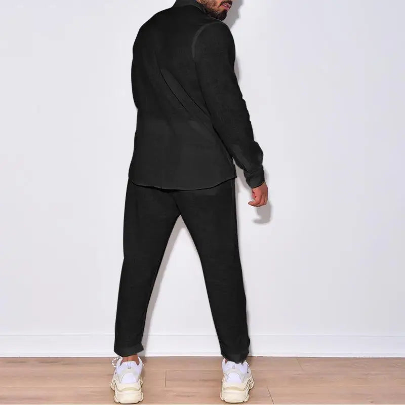 Mens Sets Linen Spring Autumn Leisure Suit Long Sleeve Shirts and Trousers Two Piece Sets Fashion Men Hot Sales Comfortable