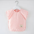 Summer baby Food Overalls Waterproof clothes bibs for boys girls Children's clothing No-Wash Apron  cotton plaid sleeveless bibs